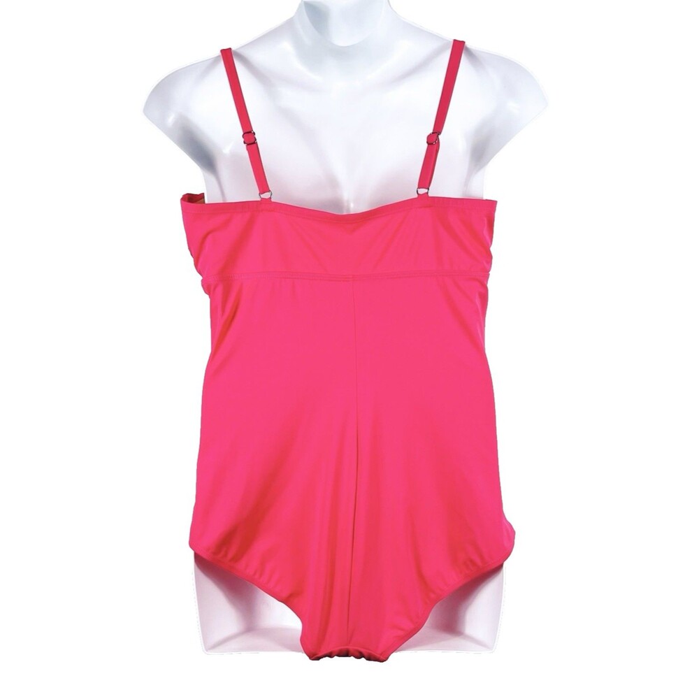 Catherines One Piece Swimsuit Size 20W Hot Pink Ruched Padded Slimming NEW *READ - Picture 5 of 11